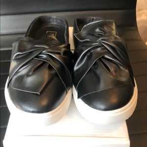 NWB faux leather slip on sneaker mules
